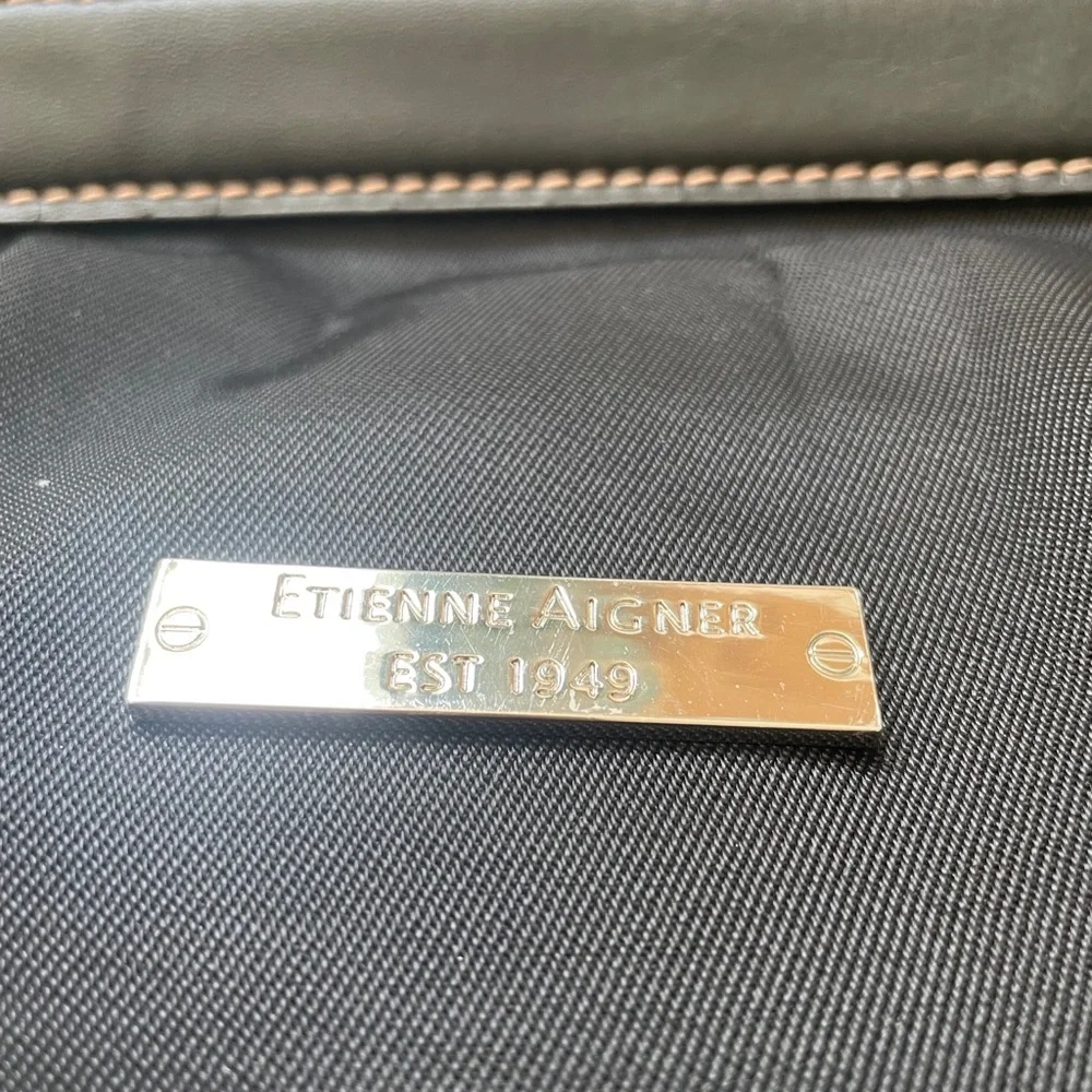 Etienne Aigner handbag purse Rich Leather Micro Classic Roomy Satchel Zips